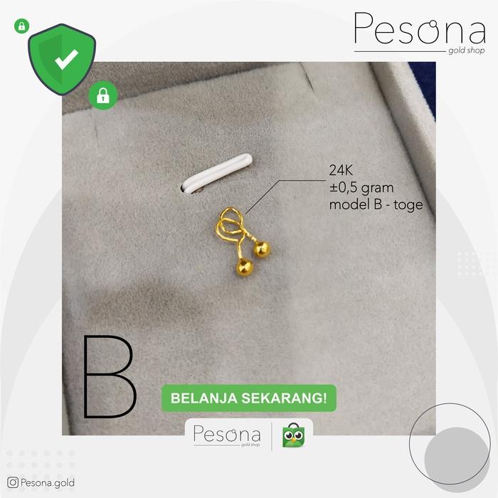 ahxj- Anting Bayi / Baby Emas 24K Berat 0,5 Gram