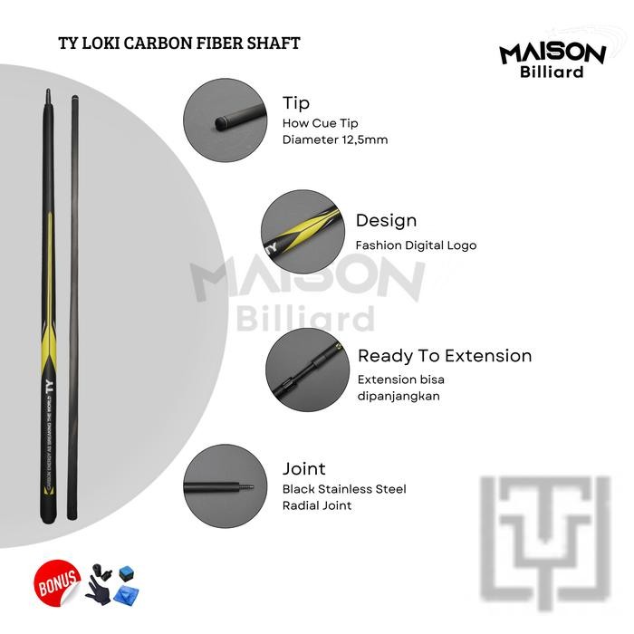 Fury TY Loki Carbon + Extension Cue Stick Stick Play Billiard