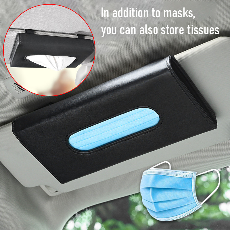 Car Tissue Box Car Sun Visor Tissue Box Holder Auto Interior Storage Mask Storage Box Decoration For