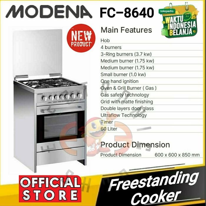 Modena Fc 8640 Kompor Frerstanding Fano - Fc8640 Silver
