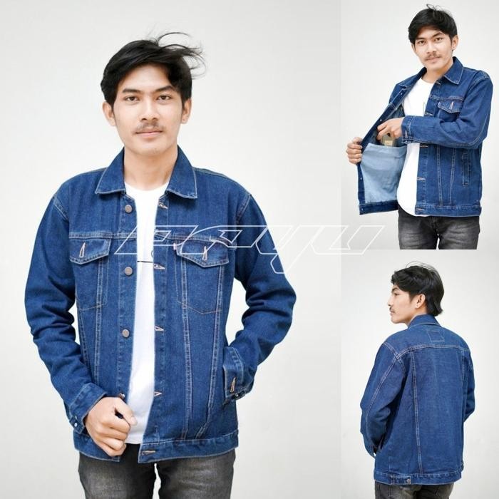 JAKET JEANS DENIM PRIA BIRU TUA ORIGINAL KEREN TERBARU - JACKET DISTRO