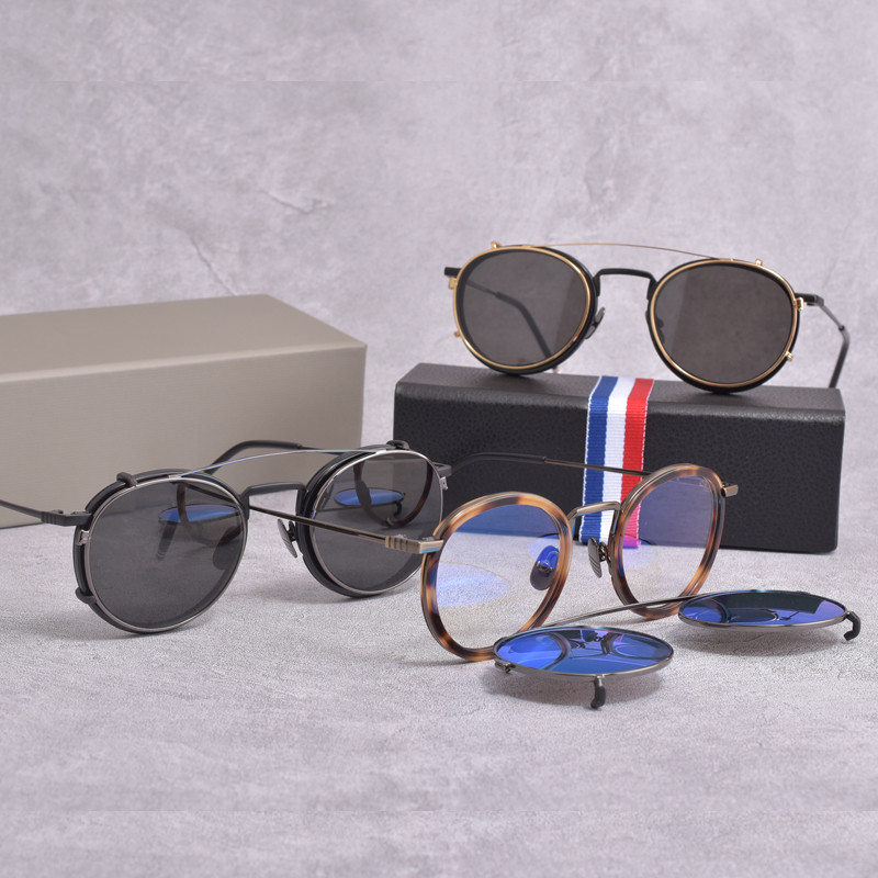 THOM Anti blue light Roud Women Men Eyeglasses Clip on sunglasses Frame Optical Glasses TB710