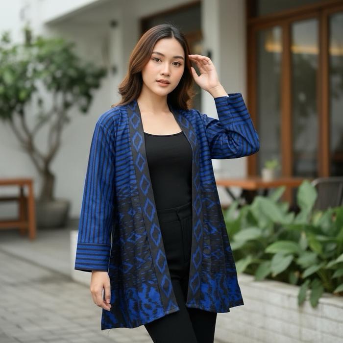 Granito.id - Outer Sakura Batik polimikro Kondangan Seragam kerja / Formee Outfit / lengan panjang u