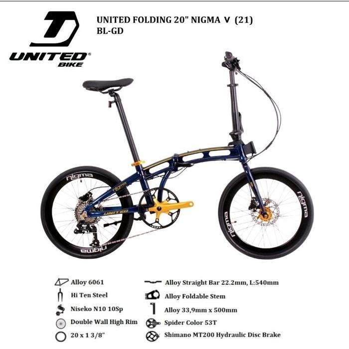 SEPEDA LIPAT DEWASA UNITED NIGMA III 3 V 5 PHANTOM 3.0 TERBARU 20 INCH 9 10 SPEED ALLOY FOLDING BIKE