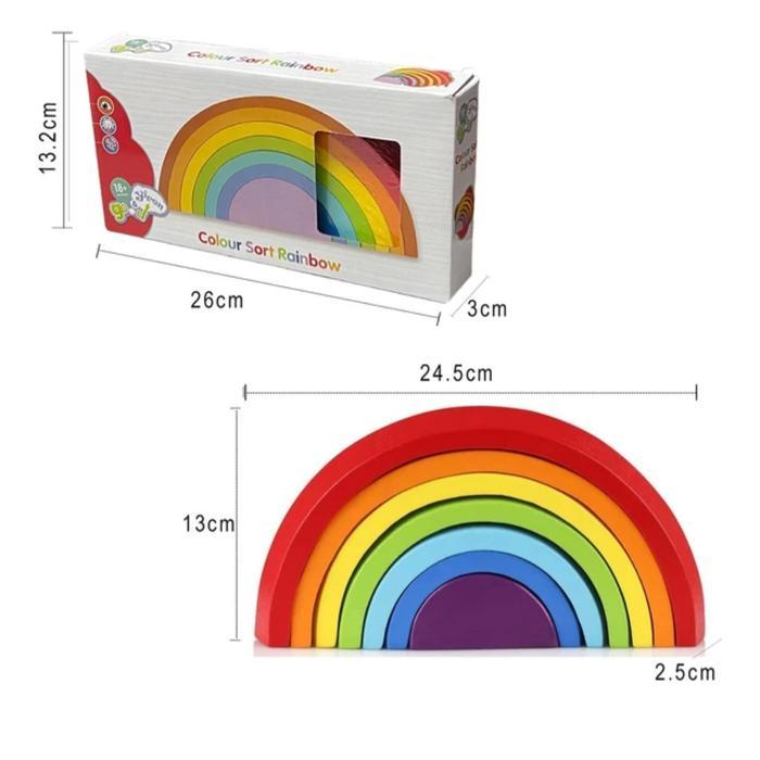 Mainan Edukasi Anak Susun Block Pelangi STACKING RAINBOW COLOUR BLOCK - Sort Rainbow