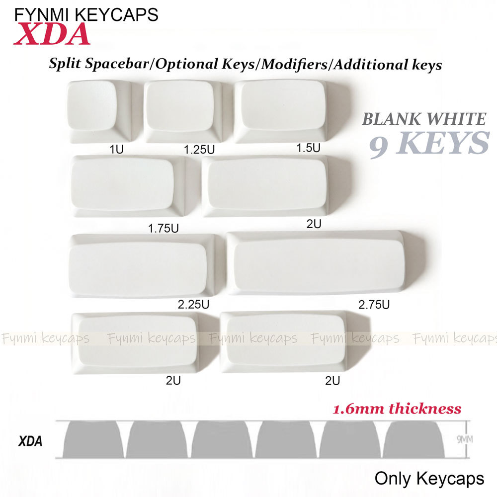 Fynmi XDA Optional Keycaps 1/1.25/1.75/2/2.25/2.75/6.25U Blank white/Green/Milk PBT Additional