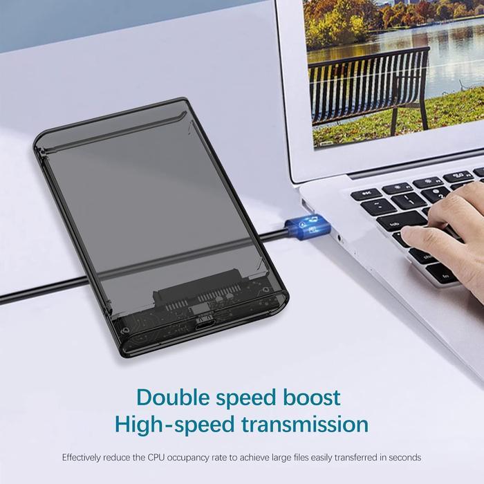 2.5" Type-C HDD/SSD SATA Enclosure External Transparent Case / Casing Case Enclosure HDD 2.5 Inch