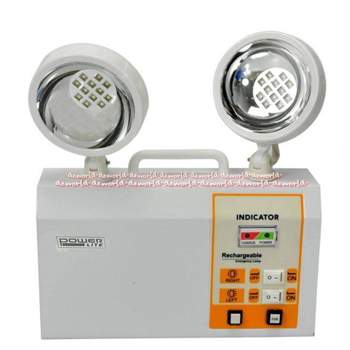 Powerlite Krisbow Rechargeable LED Emergency Lamp Lampu Darurat Led Terdiri Dari 2 Lampu Kepala LED