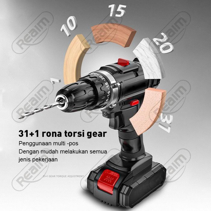 Krisbow Modern - Reaim Mesin Bor Mesin 298V Cordless Screwdriver Listrik Impact Cordless Bor Set