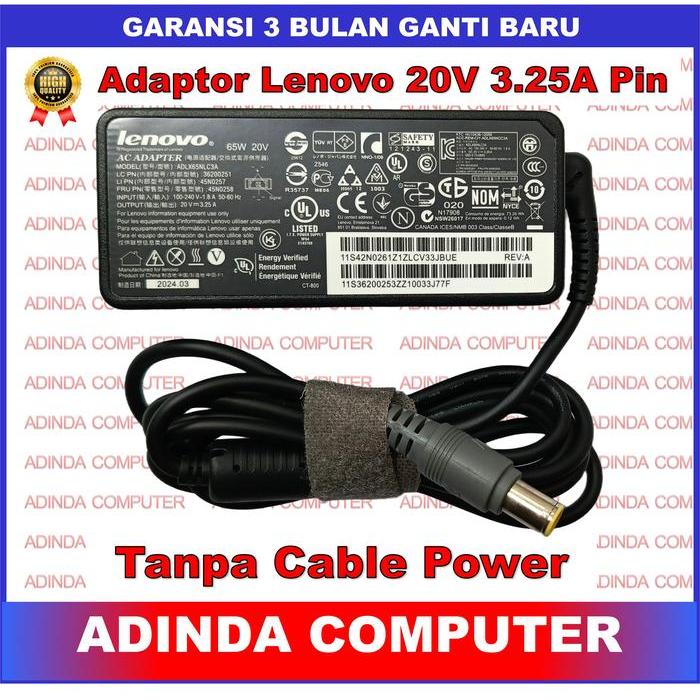Adaptor Charger Lenovo 20V 3.25A PIN ThinkPad X201, X201i, X201S