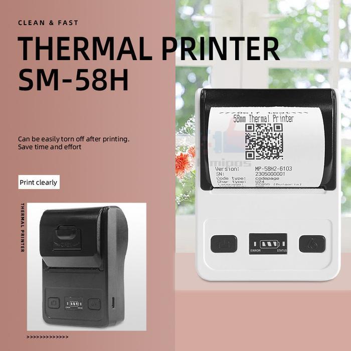 alat print mini lewat hp printer bluetooth miniHadiah Gratis Kertas Thermal *2 Printer Roller MP-58H