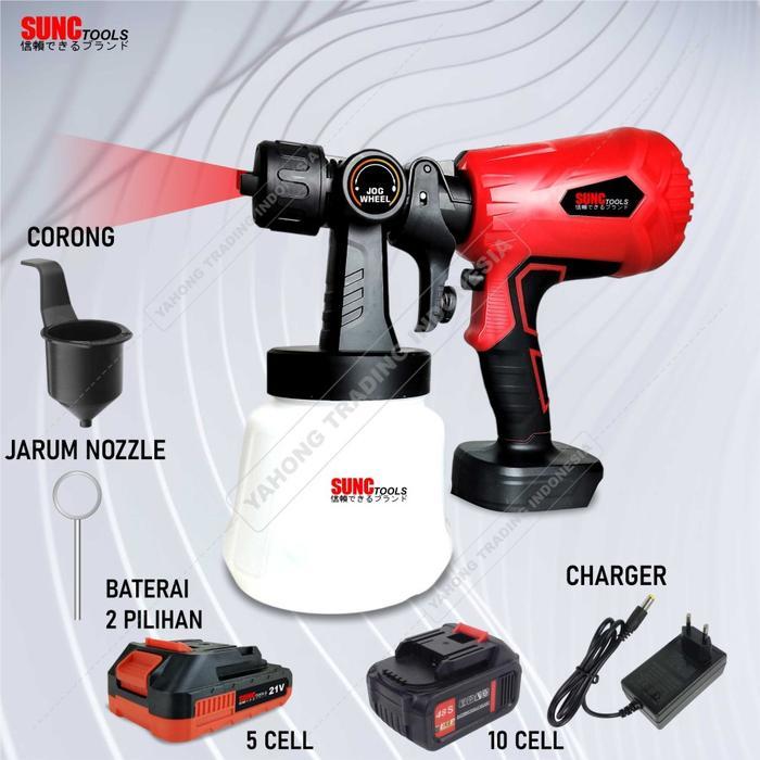 SPRAY GUN CORDLESS MESIN CAT BATERAI SUNC TOOLS