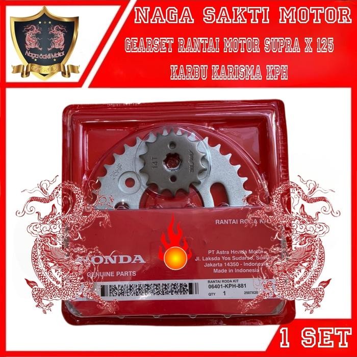 KOLAHA_KASIMAN - GEARSET SUPRA X 125 KARISMA ORI RANTAI GIRSET MOTOR HONDA