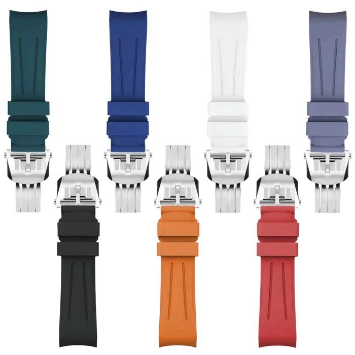 Tali Jam Tangan 22 MM Replacement Strap Curve End Fluoro Rubber Breitling Navitimer 105.22