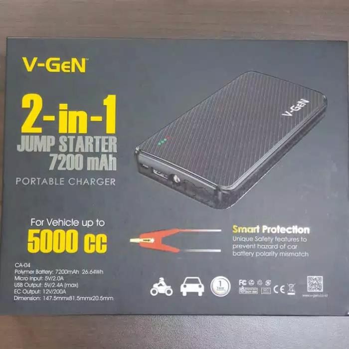 Terbaru power bank merek v-gen jumper starter 7200 MAH