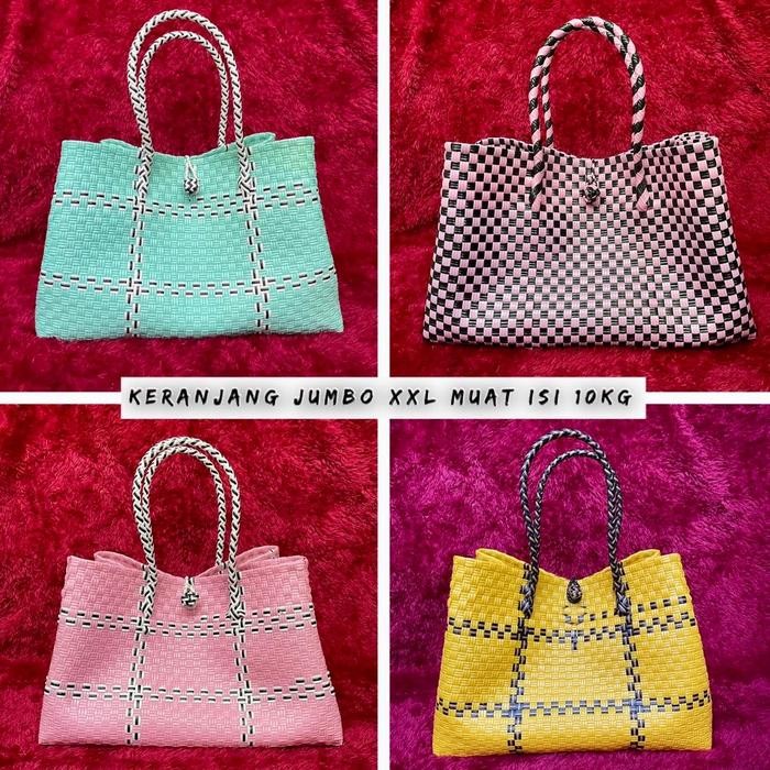 Majid Tas Handmade Keranjang Belanja Pasar Hand Bag Patty Super Jumbo XXL karakter plastik wanita