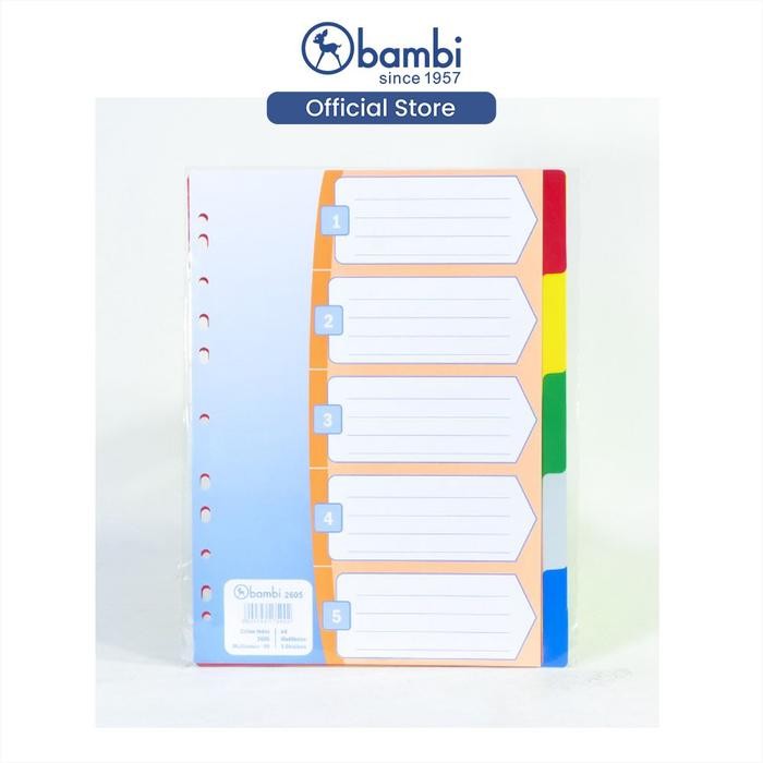 

Bambi Isi Binder A4 Divider & Indexes Pembatas Kertas Binder Edisi 5 Section Multiholes Colour Rigid
