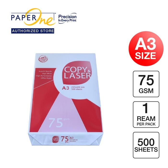 

Copy & Laser Kertas A3 75gr Copier 1 Rim (500 lembar) Kertas HVS