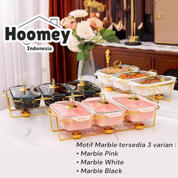 PRASMANAN Gandeng 3 keramik tebal pink hitam putih gold rak besi emas