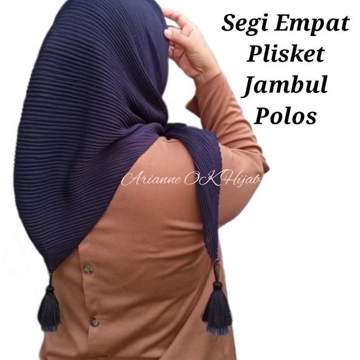 Plisket Jambul / Pom Pom Hijab Kerudung Segi Empat Polos