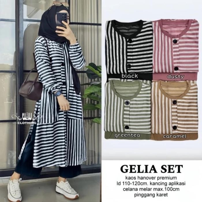 mul Gamis setelan Kotak kecil rumbay / setelan / baju muslim / pakaian wanita kekinian Celana Hijau