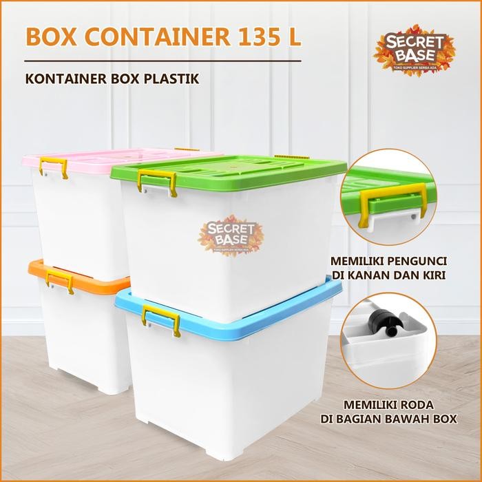 [COD] BOX CONTAINER 135 LITER - Kotak Plastik Serbaguna Putih / Kontainer Box Plastik /