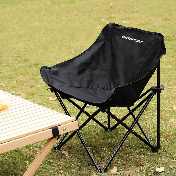 SIAPKIRIM Kursi Lipat dengan Saku - Kursi Camping Lipat Portable 59x45x68cm - ON-600 - Warna Hitam