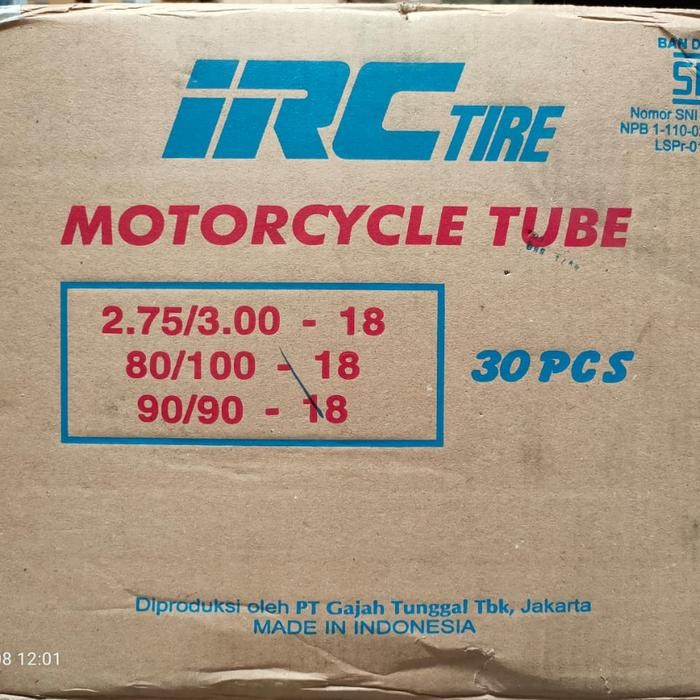 BAN DALAM IRC 275/300-18,(80/100,90/90-18) BAN DALAM MOTOR RING18 IRC