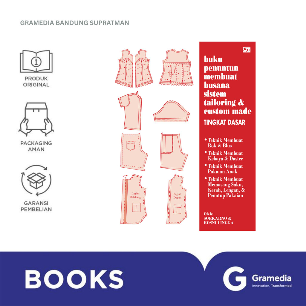 Gramedia Bandung Supratman | PENUNTUN MEMBUAT BUSANA SISTEM TAILORING & CUSTOM MADE TINGK | Buku Res