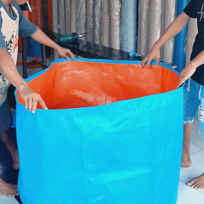 

kolam terpal bulat Diameter 1.25 T.0.7 bahan sakura A12