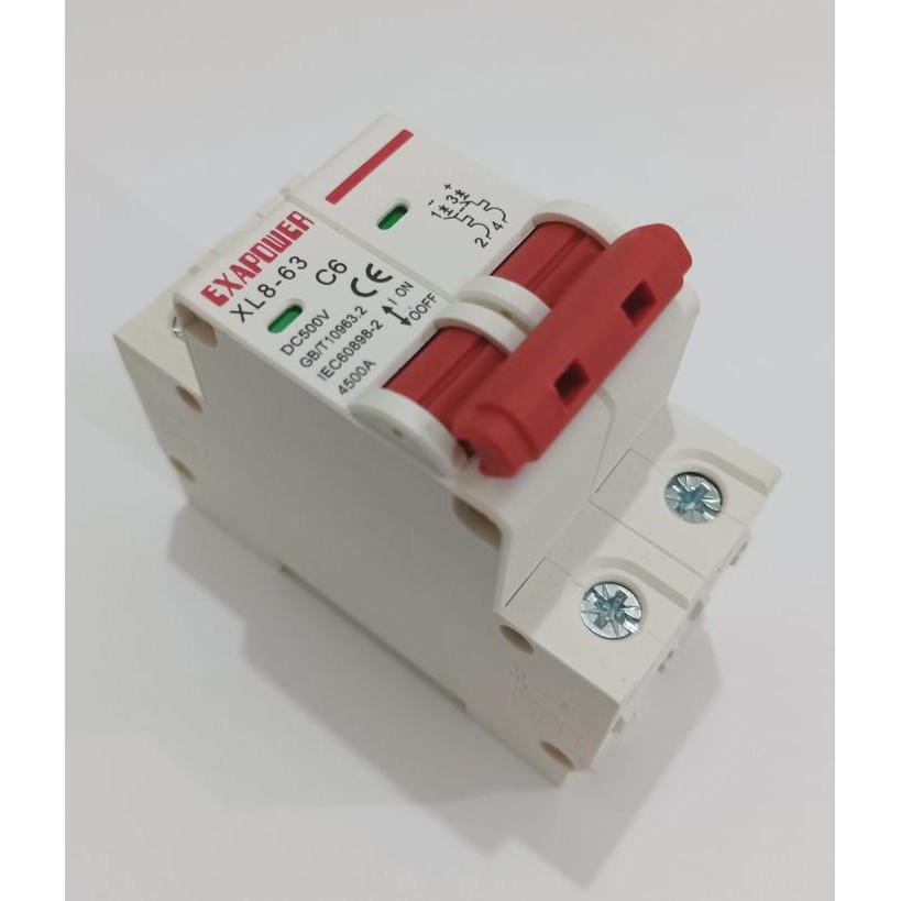 MCB DC 2P 63A 500V Circuit Breaker DC 2 Poles 63A