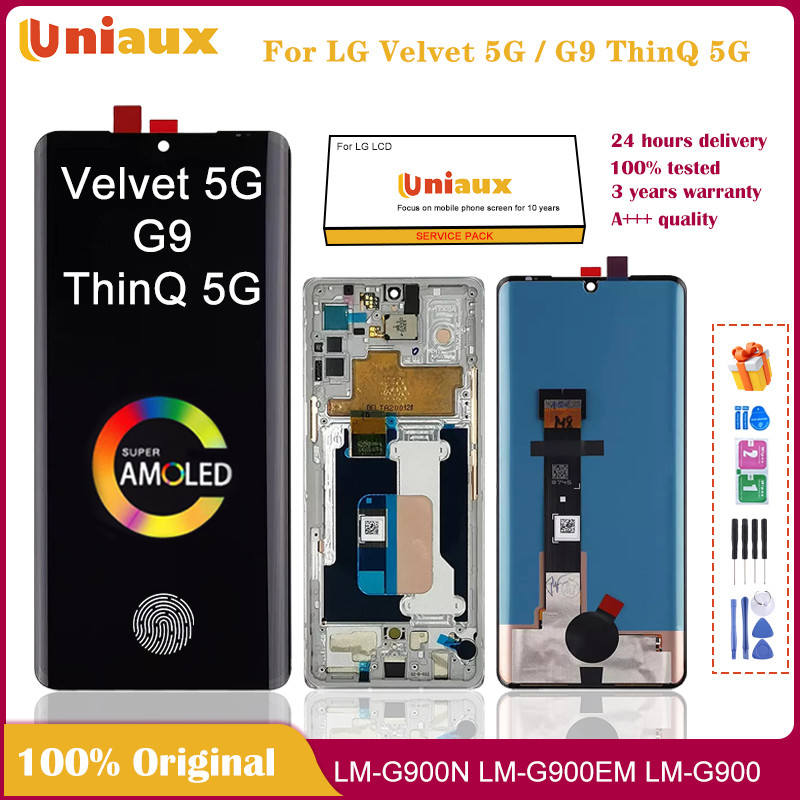 6.8" Original AMOLED For LG Velvet 5G LM G900N LCD Display Touch Screen With Frame For LG G9 ThinQ 5