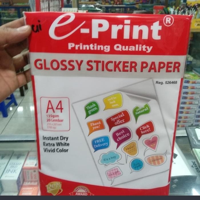 

glossy sticker paper -e print/135gsm kertas sticker e-print