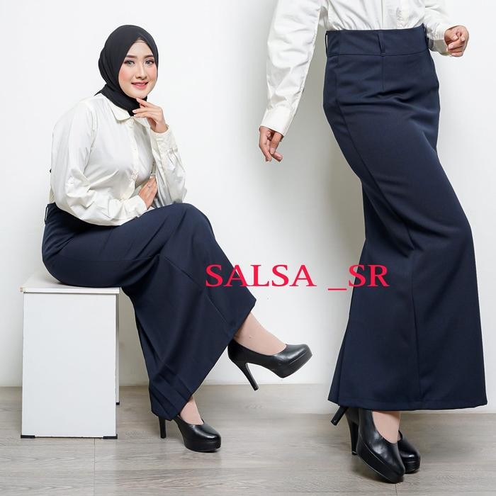 mul ROK SPAN REMPEL PANJANG / ROK SPAN PANJANG / ROK PANJANG POLOS Hitam Wanita Muslim