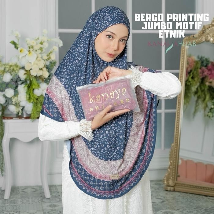 Pilihan- Kanaya Jilbab Bergo Printing Premium Jumbo Motif Etnik