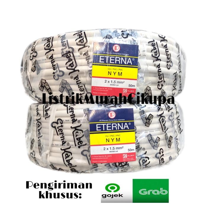 Kabel Eterna NYM 2x1,5 @50m 2x1.5 Kabel Listrik Putih Tembaga