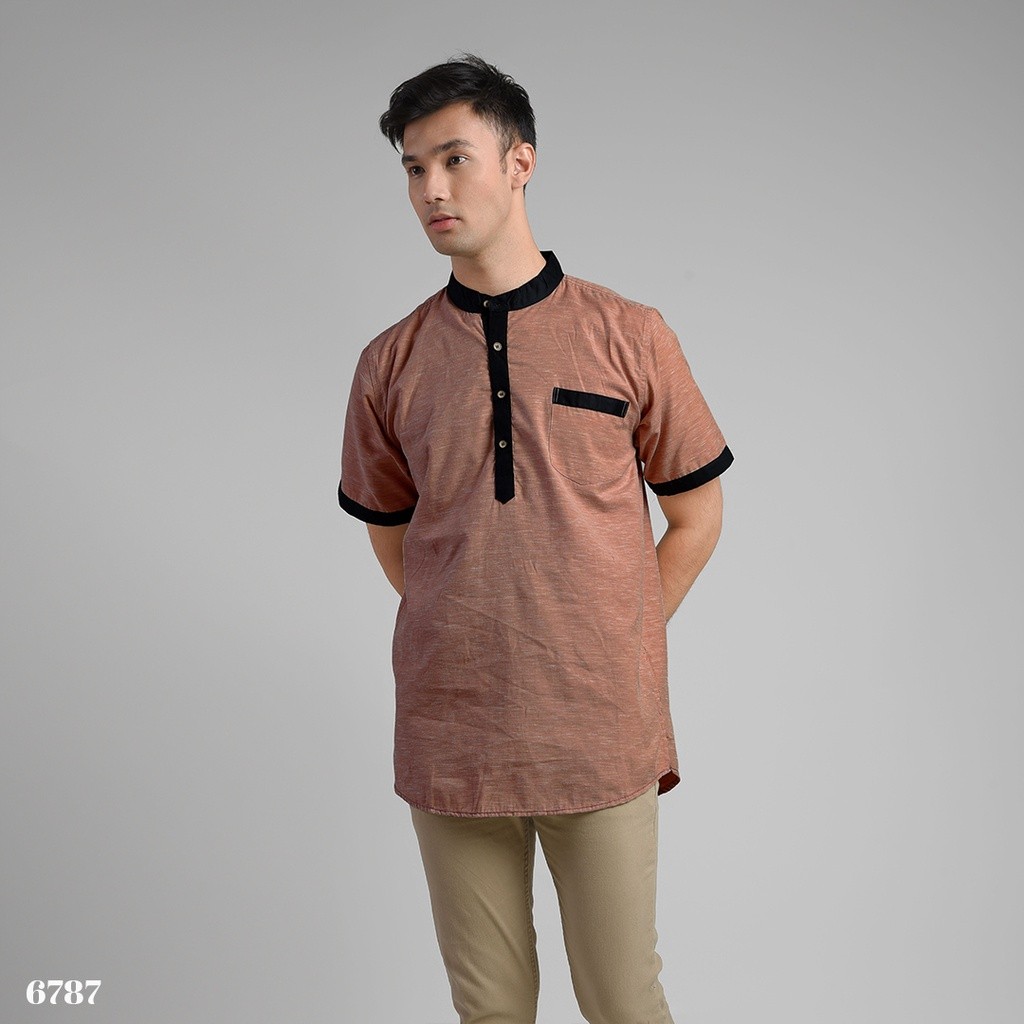 DGM Baju Koko Pria Lengan Pendek Polos Premium Salem Katun Fischeri Koko Kurta 6787