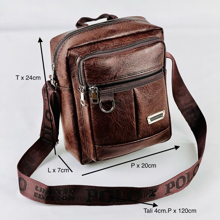 Tas Selempang Kulit PU Polo Amstar 10" Tas Selempang Pria Wanita