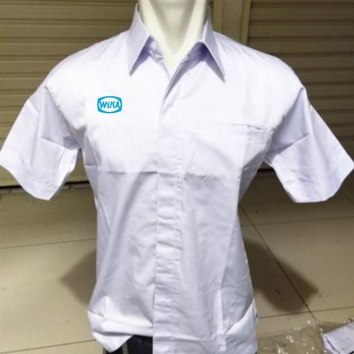 Kemeja WIKA Seragam PT Wijaya Karya Putih Pendek Pria Bordir