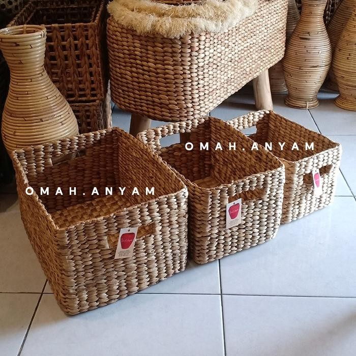 Keranjang Anyam Eceng Gondok storage box bahan alami eceng gondok tempat penyimpanan aesthetic