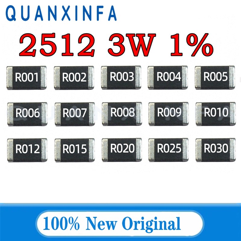IMPORT 10PCS 2512 1% SMD 3W Alloy Resistor Resistance R001 R002 R005 R008 R010 R040 R050 R060 R070