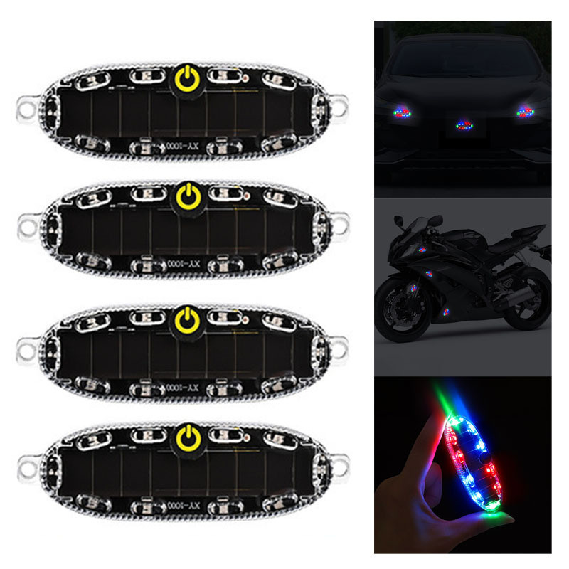 Solar-Powered LED Safety Lights for Cars, Motorcycles & Trucks - Explosion-Proof Rear Collision Warn