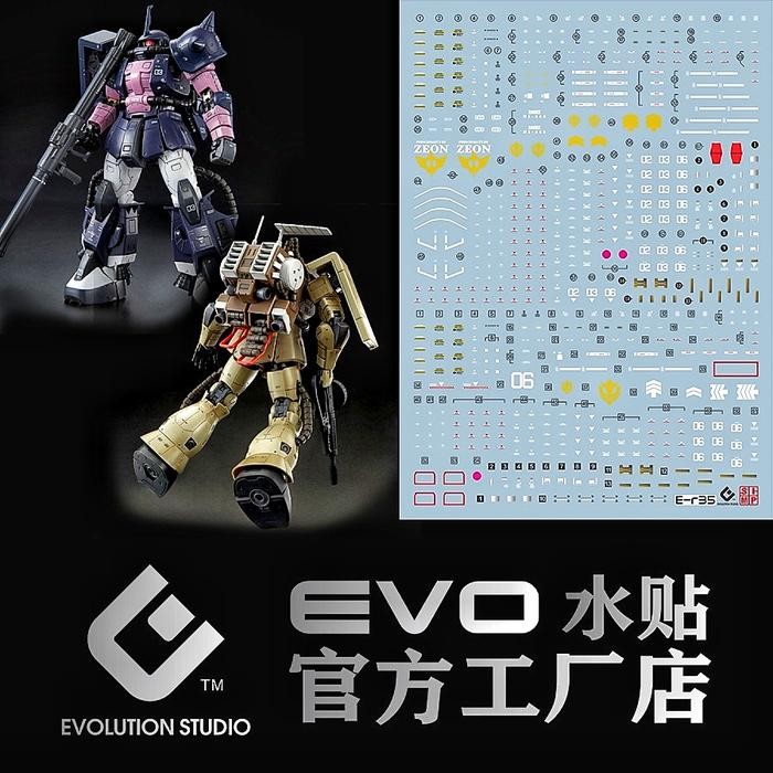 RG ZAKU II BLACK TRI-STARS + ZAKU MINELAYER WATER DECAL EVO SIMP DECAL