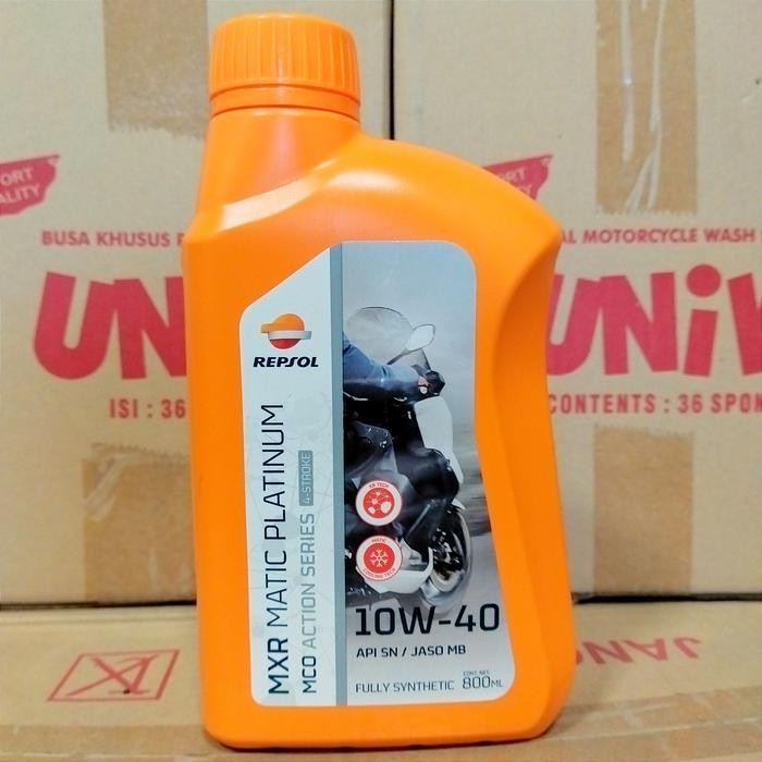 OLI MESIN MOTOR REPSOL MXR MATIC PLATINUM FULL SYNTHETIC 10W-40 800 ML