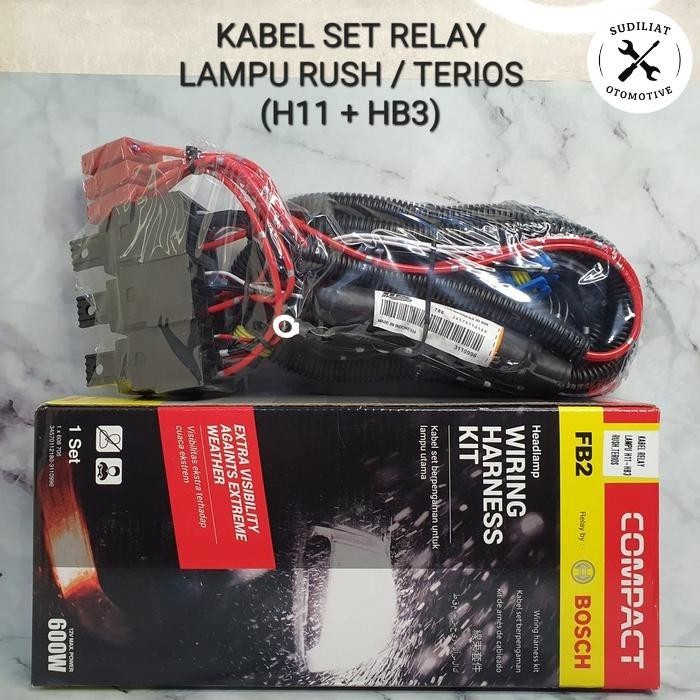 KABEL RELAY SET LAMPU BOSCH 3 RELAY 4 LAMPU H11 LOW BEAM HB3 HIGH BEAM