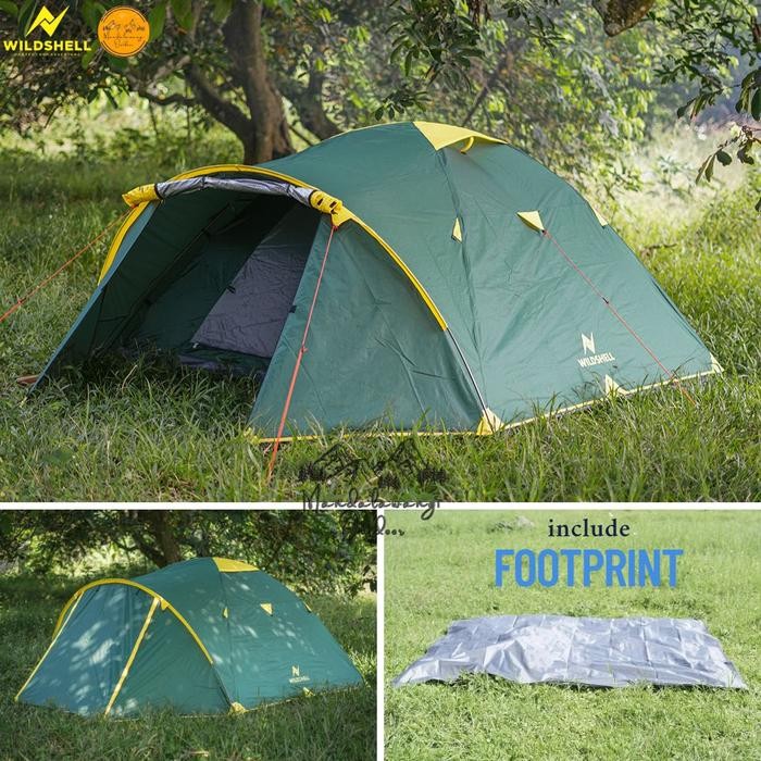 TENDA CAMPING WILDSHELL RAYA 4 PRO KAPASITAS 4-5 ORANG FRAME ALLOY INCLUDE FOOTPRINT TENDA DOUBLE