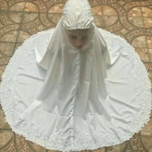 MUKENA KATUN BORDIR PUNGGUNG PADANG ASLI MUKENA PUTIH BARU