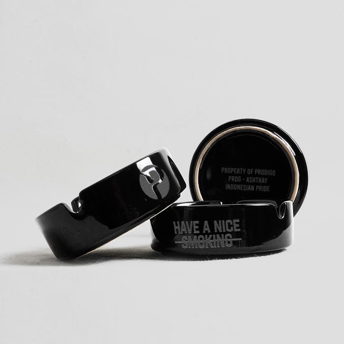 Asbak Keramik Glossy Grafir Ashtray Hitam Prodigo Basic