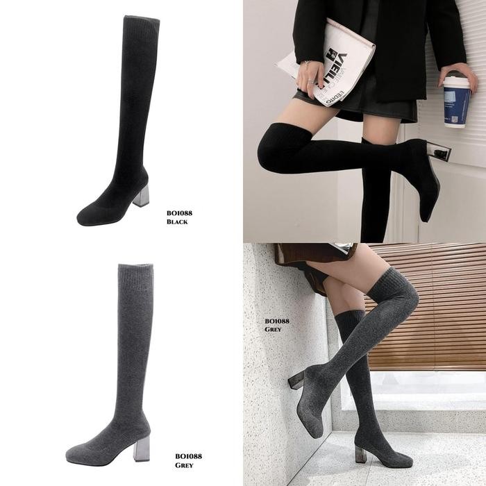 Sneakers Sepatu Wanita Boots Long Flat Ala Korea Bo1088