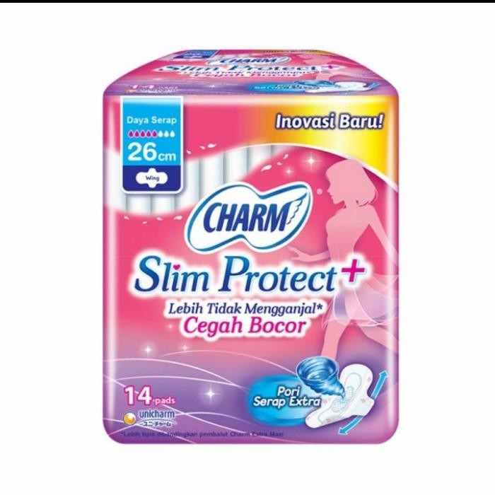C.OkirimCEPAT- Charm Pembalut Slim Protect Wing 26Cm 14Pads